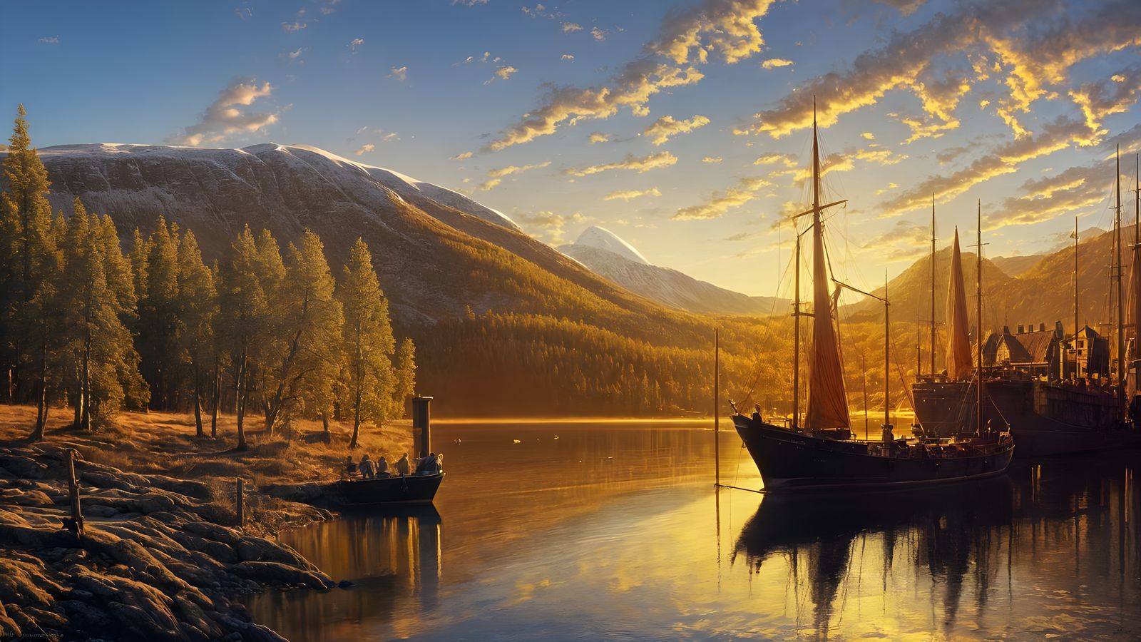 Golden Hour Norway Landscape Oil Painting