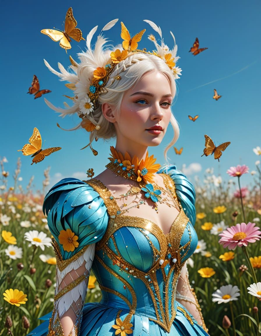 Colorful Sculpted Hair Art with Lights and Glitter