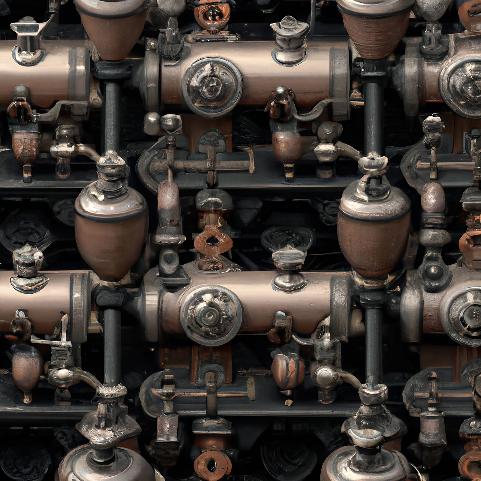 Steampunk Engine Tessellation Pattern in Escher Style