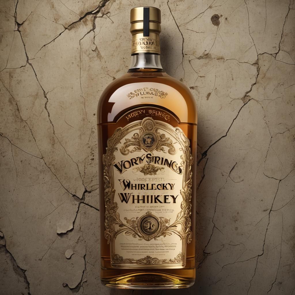 Gold Whiskey Bottle: Cinematic Digital Matte Painting