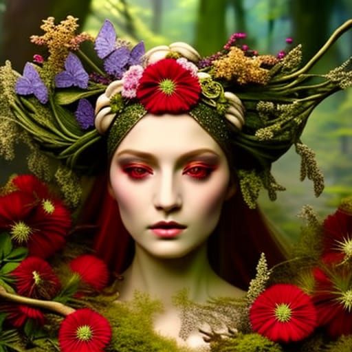 Forest Spirit in Art Nouveau Style