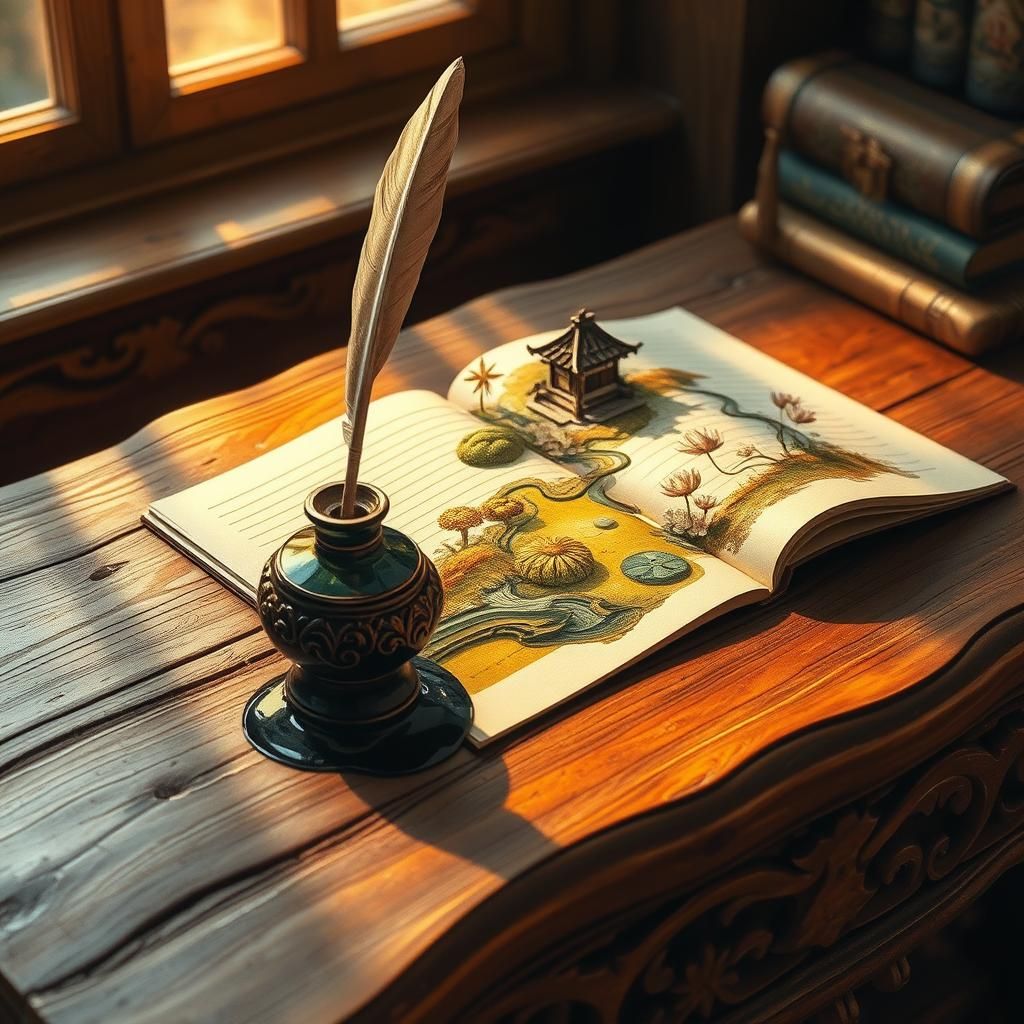 Fantasy Art Desk with Ink World, Froud and Lee Style