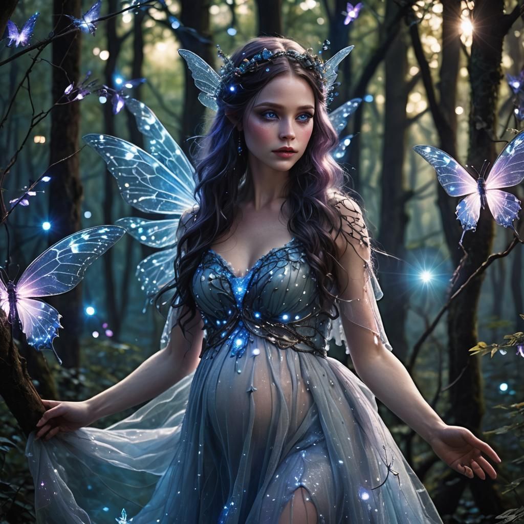 Pregnant Dark Fairy in Enchanted Forest