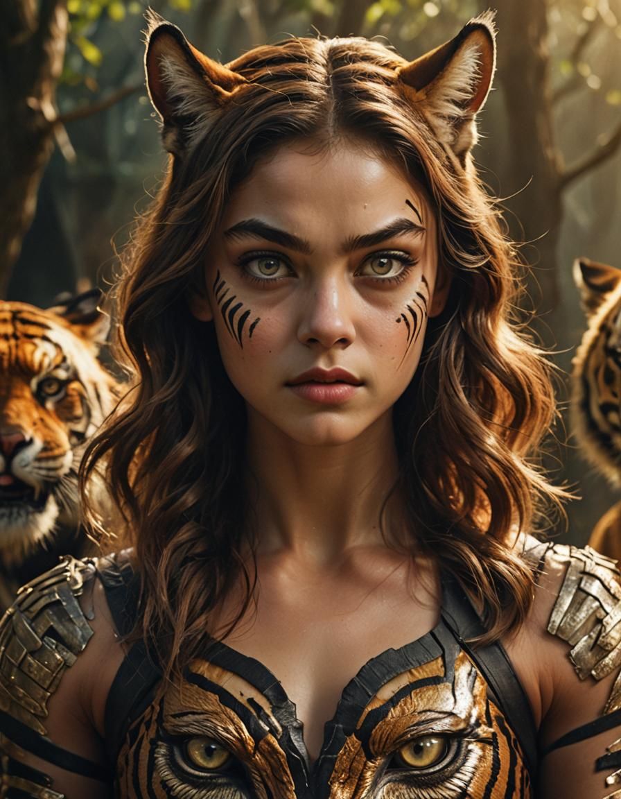 Tigra the Were-Woman: Heroic Digital Art Portrait