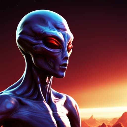 Alien with Sunglasses on Exotic Planet