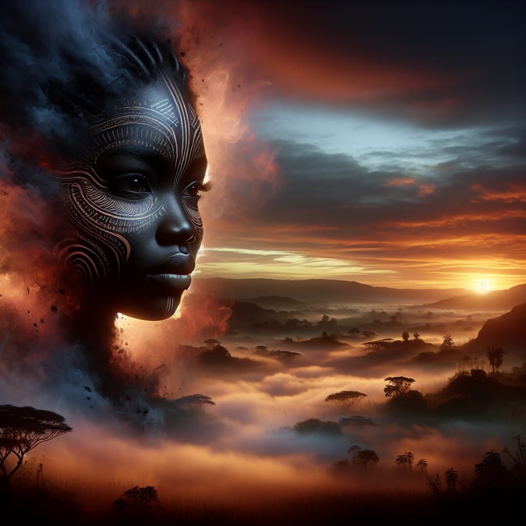 Hyperrealistic Portrait of a Native American Woman in Tribal...