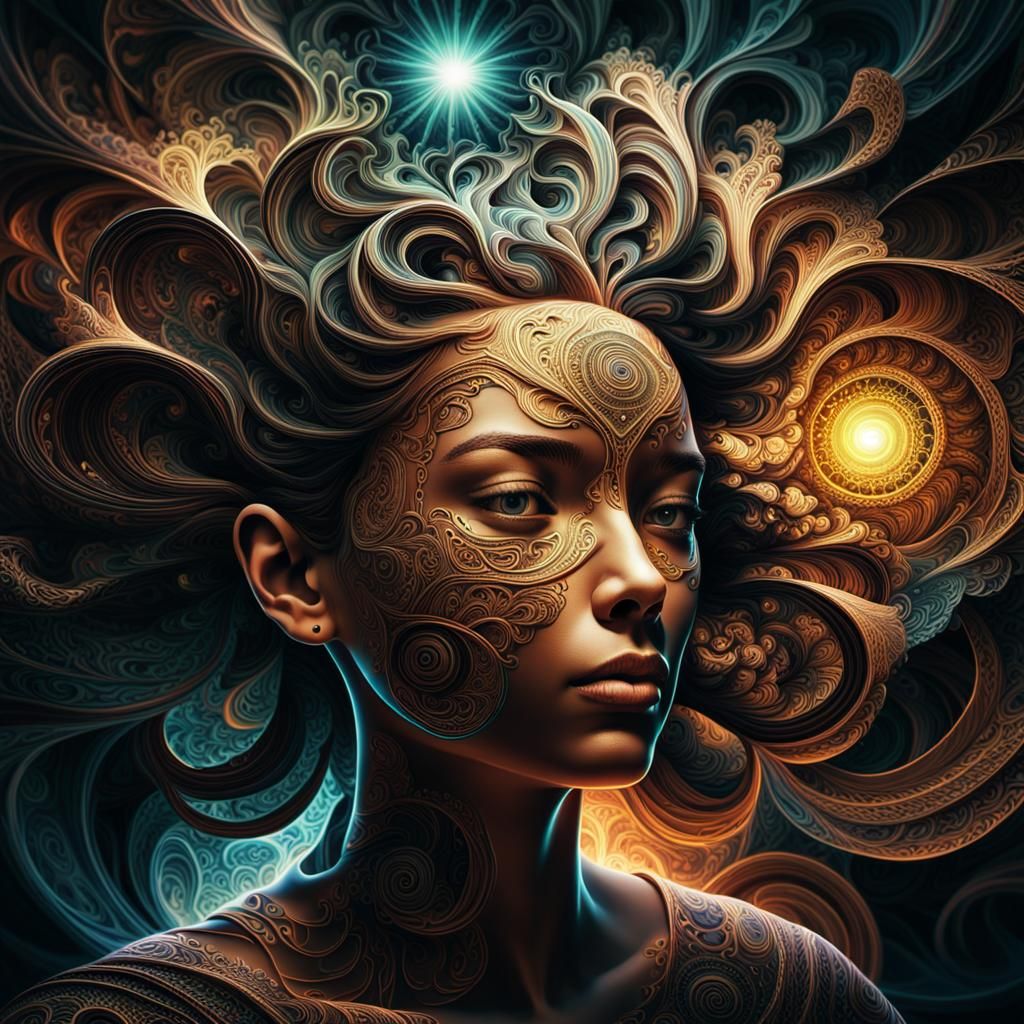 Surreal Fractal Universe Portrait in Digital Art