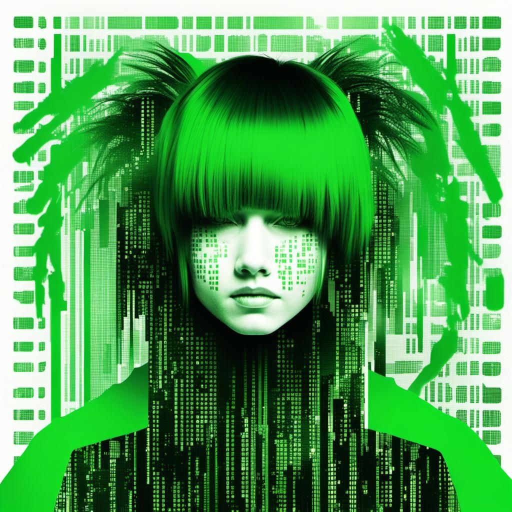 Green Binary Code Dream of a Punk Woman