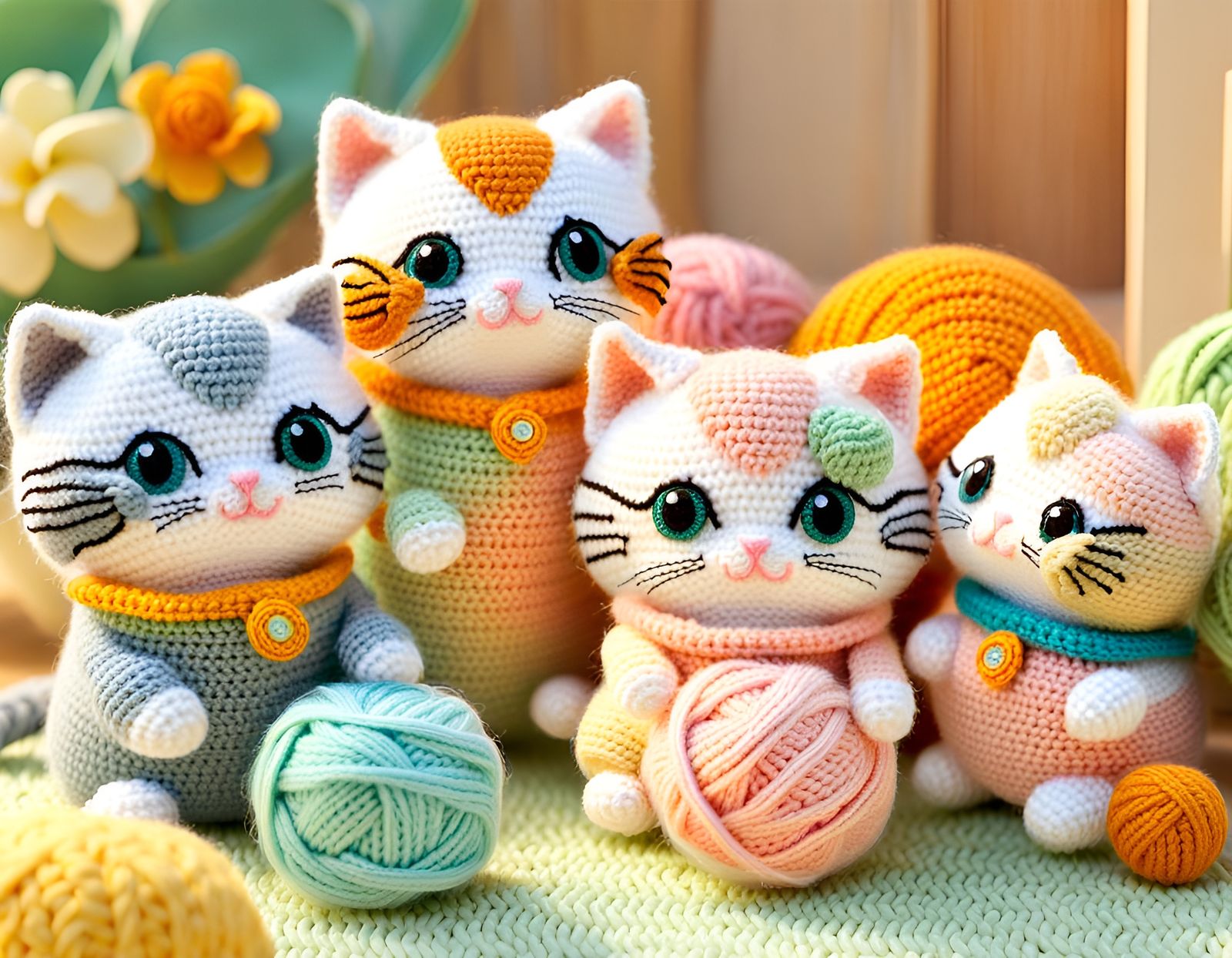 Crocheted Cats in a Pastel Nursery