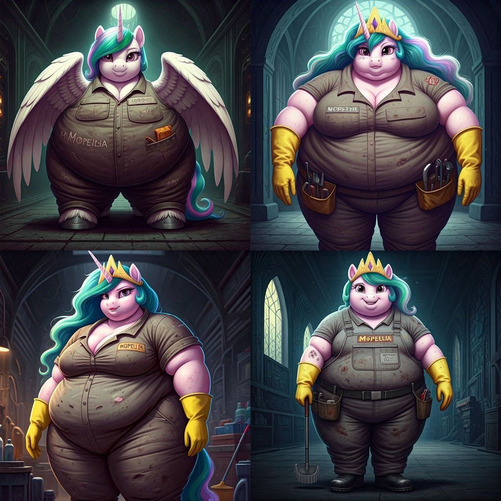 Princess Celestia as a Beer-Bellied Janitor