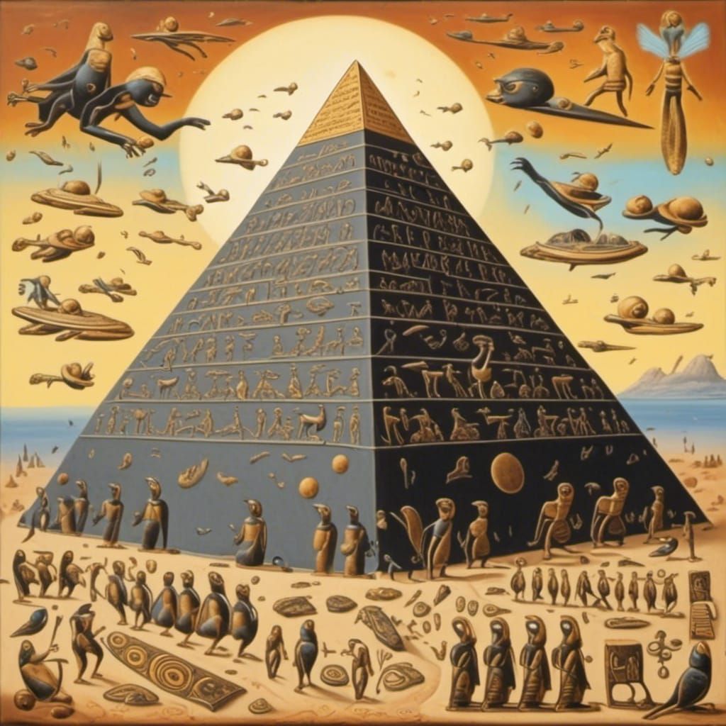 Psychedelic Charcoal Art of Ancient Egyptian Pyramid