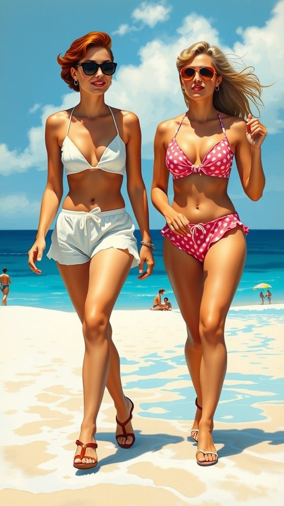 Raquel Welch and Gigliola Cinquetti Stroll a 1960s Beach in ...