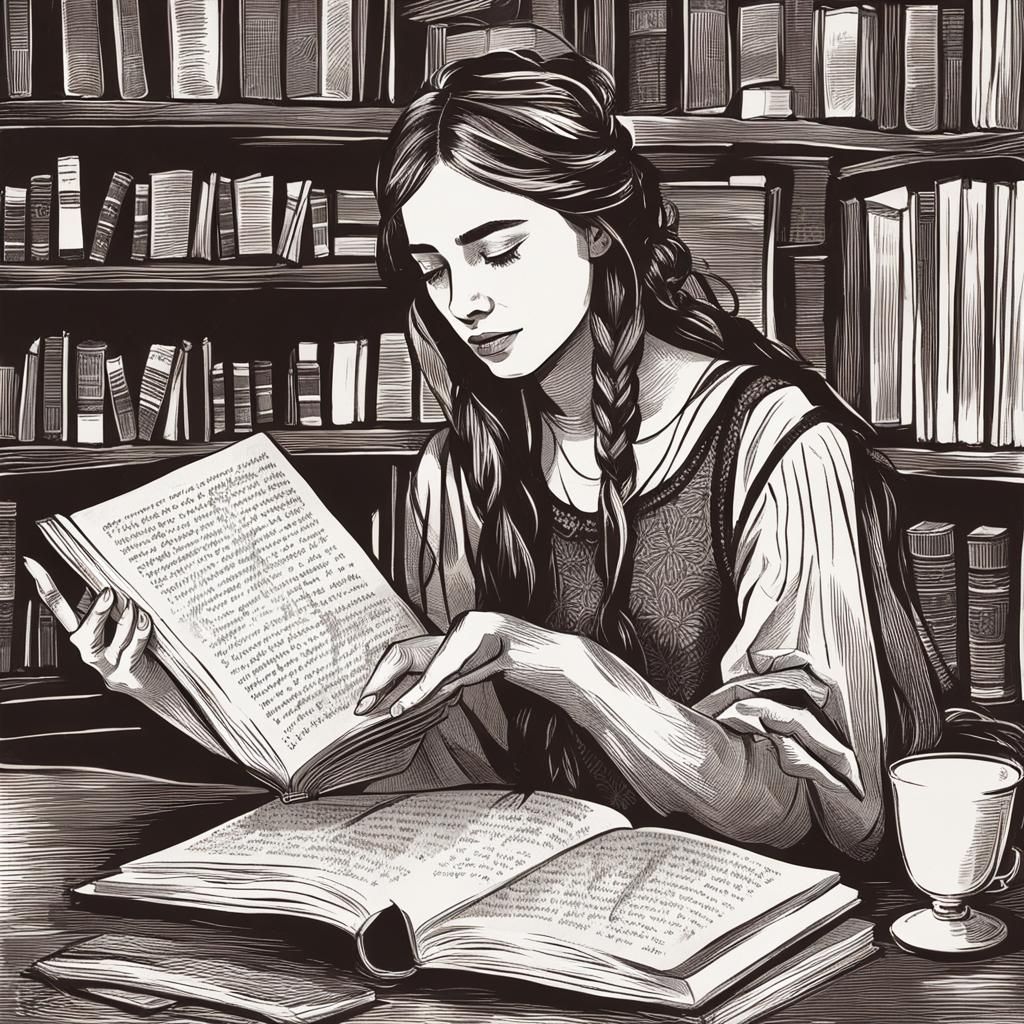 Beautiful Poetess Girl Reads Poetry Aloud