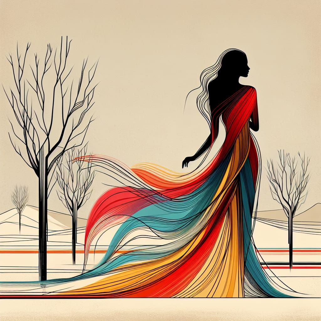 Minimalist Silhouette of a Woman in Abstract Art Style