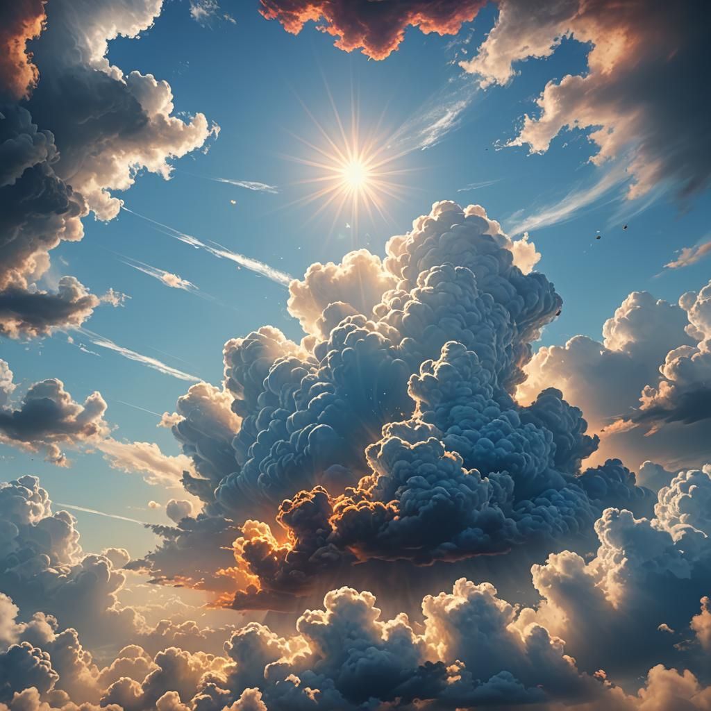 Vibrant Fantasy Sky with Sun in Matte Painting Style