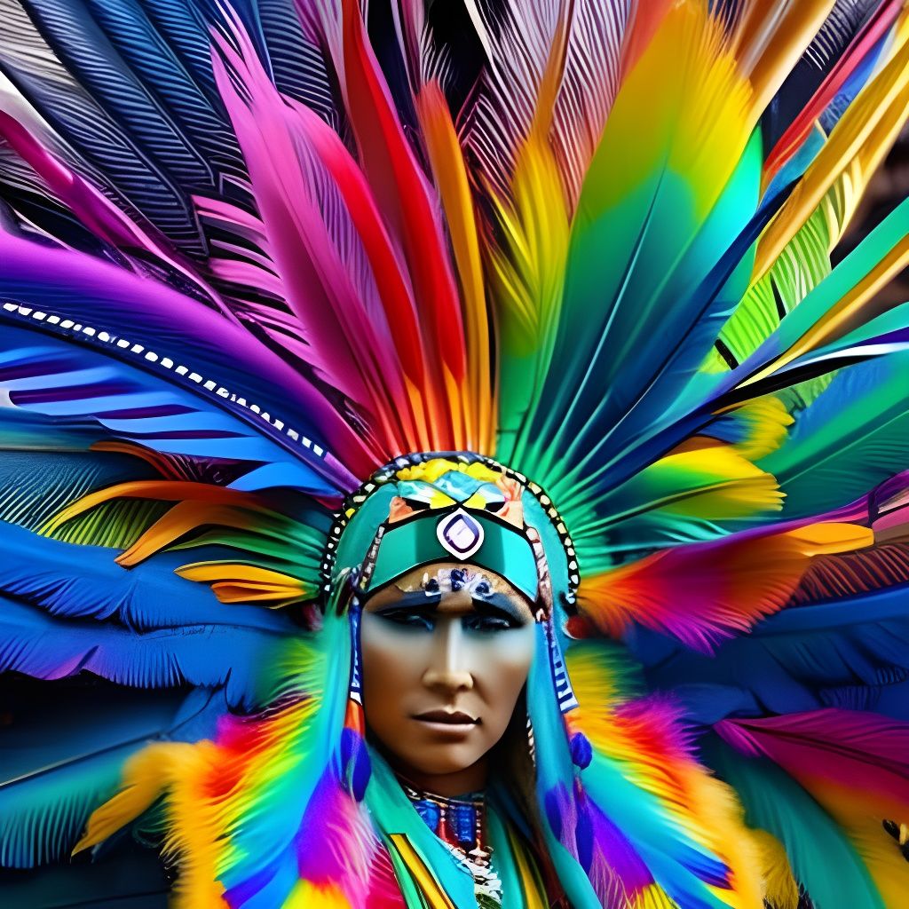 American Indian Woman with Rainbow Headdress