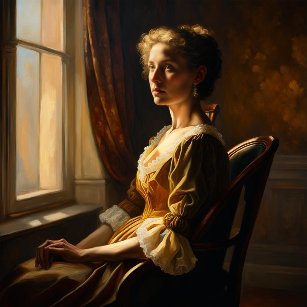 Woman in Chair with Rembrandt Lighting