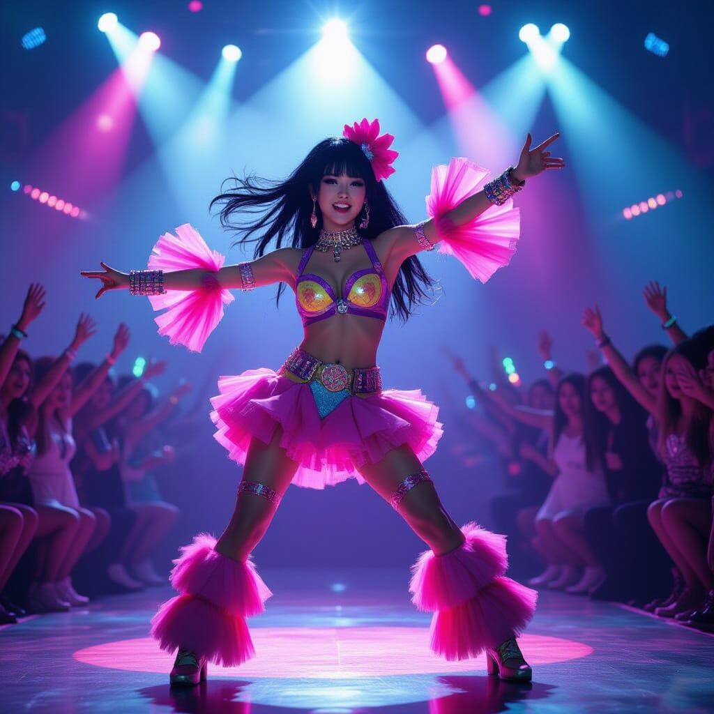 Energetic Dancer in Neon Digital Style