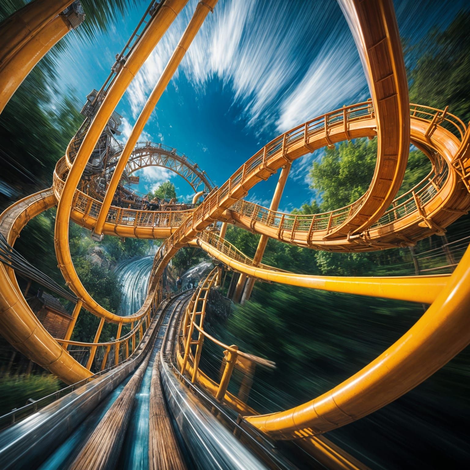 Exciting Upside-Down Roller Coaster Log Flume