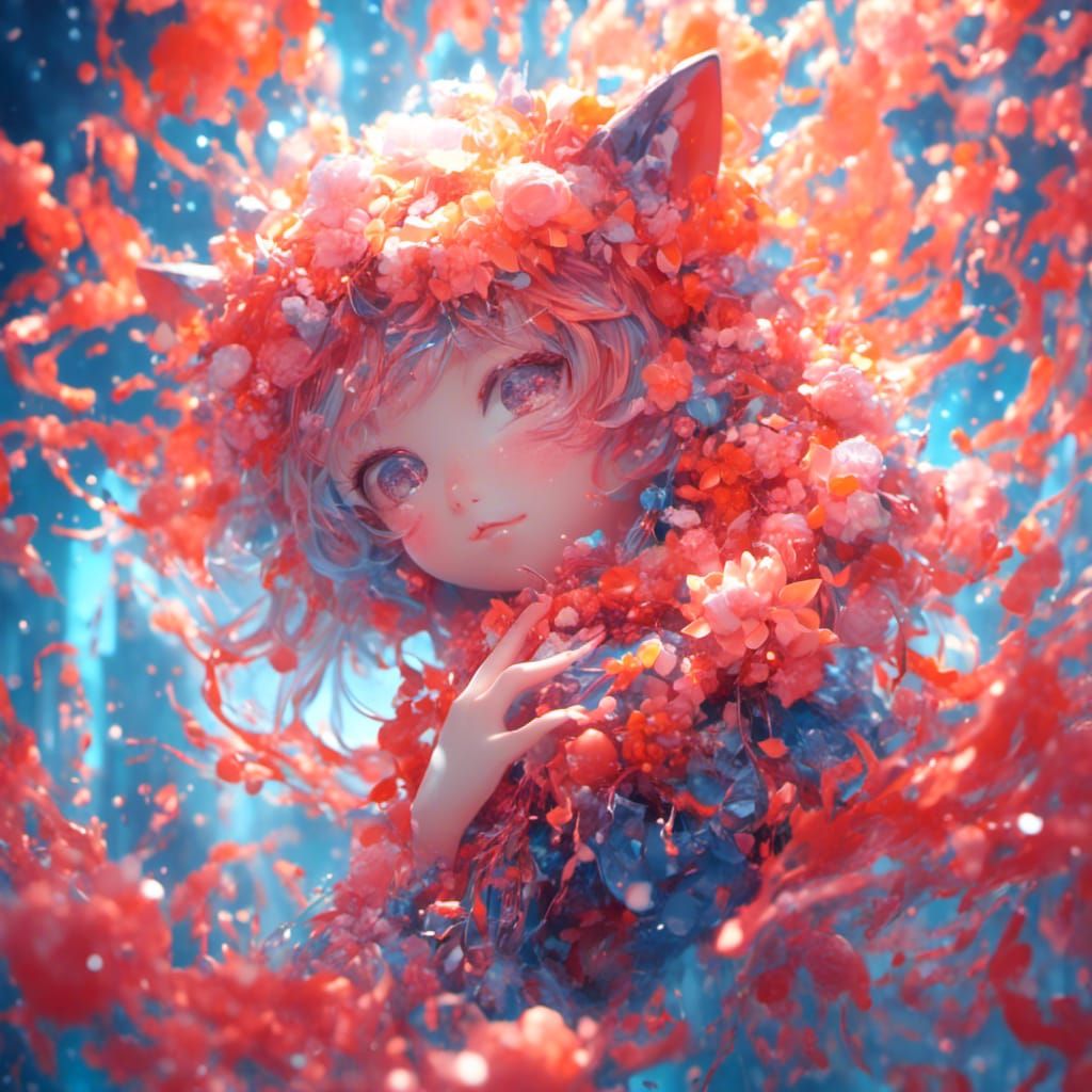 Cute Nine-Tailed Fox Girl in Hyperrealistic Style