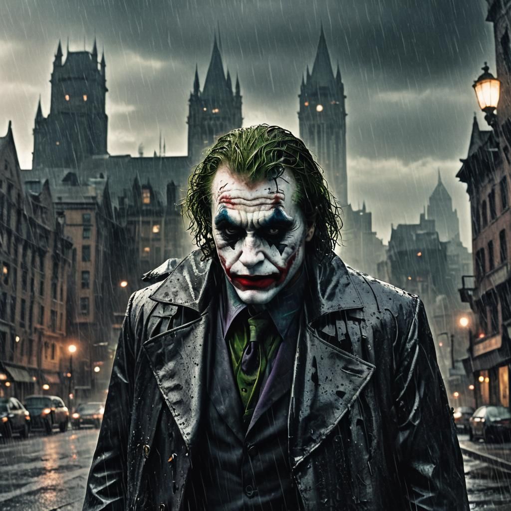 Batman and Joker Interwoven in Gotham: Film Noir Comic Art