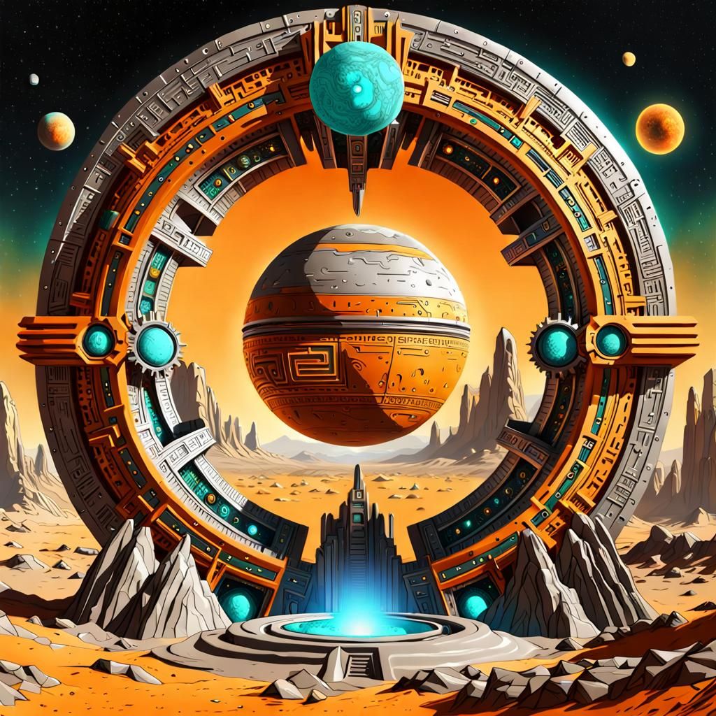 Mechanical Stargate Portal on Alien Planet