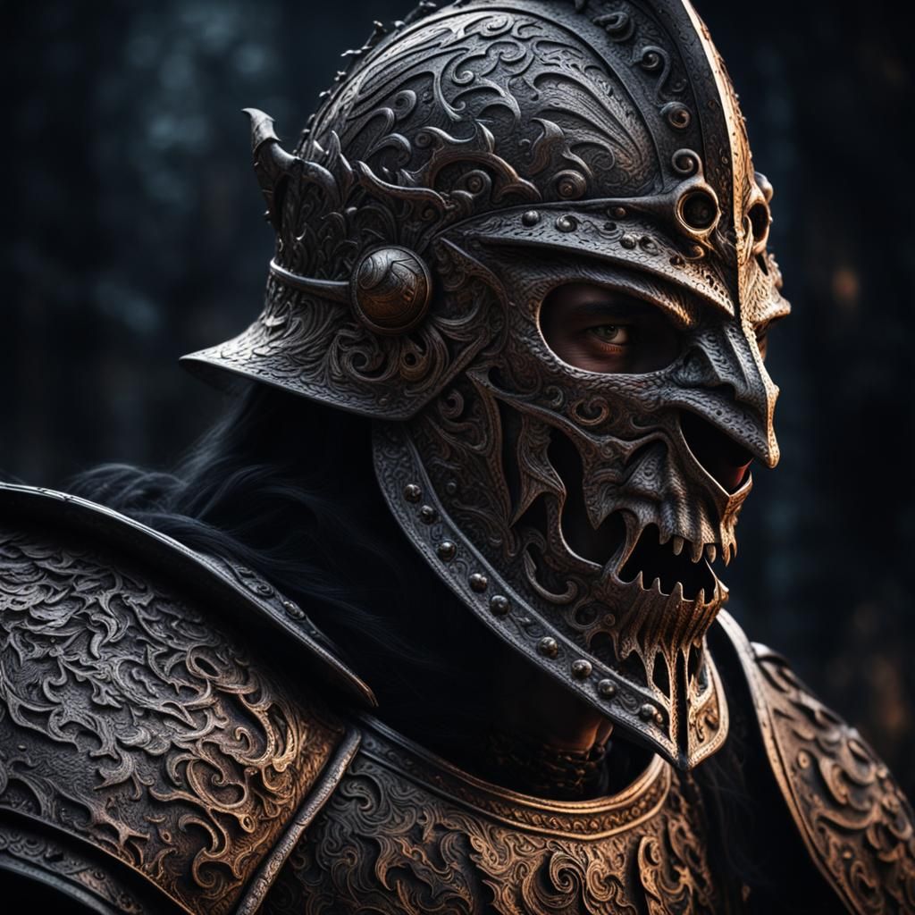 Hyperrealistic Medieval Knight Demon in Horror Style