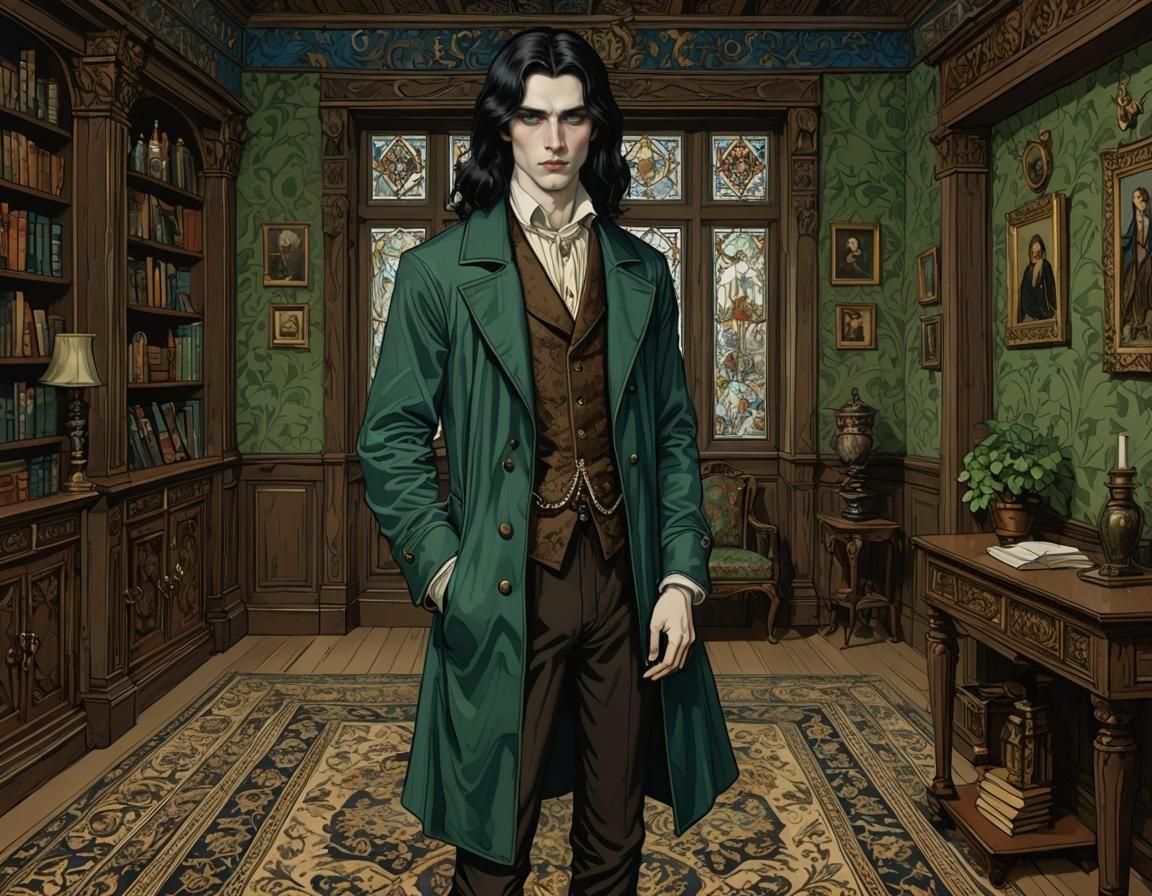 Pale Vampire Portrait in Classic Fantasy Art Style