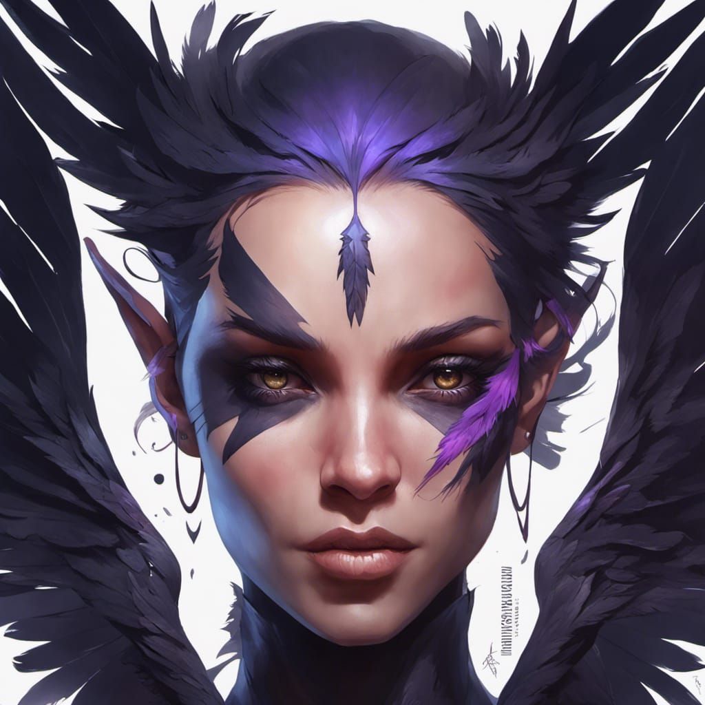Dark Mist Raven Portrait in Hyperdetailed Style