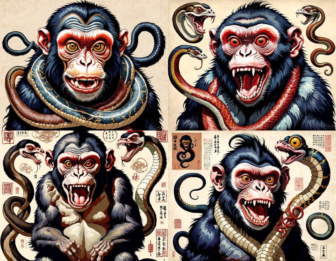 Surrealistic Hybrid Creature in Art Nouveau Style