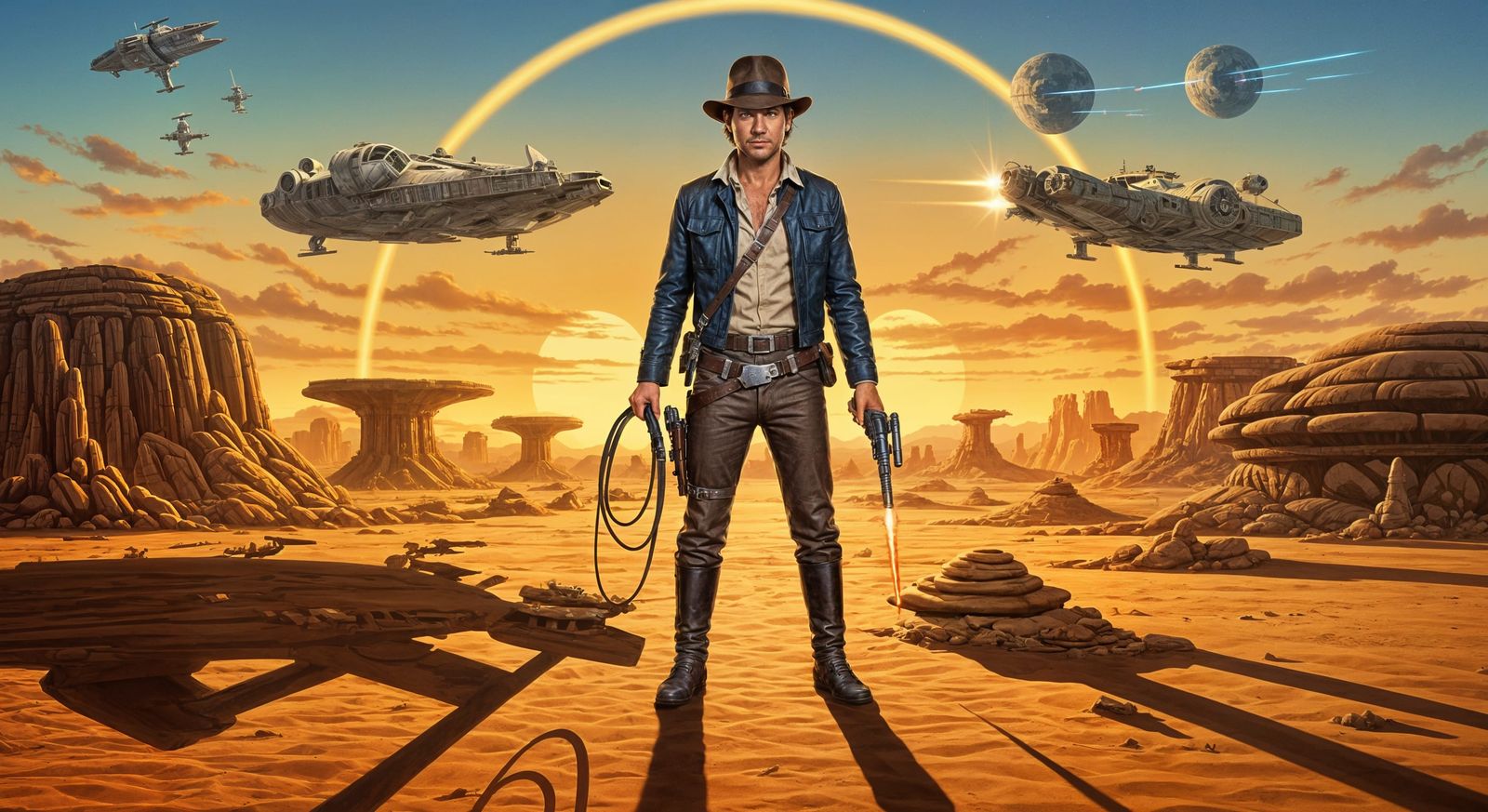 Indiana Jones Meets Han Solo on Tatooine Movie Poster