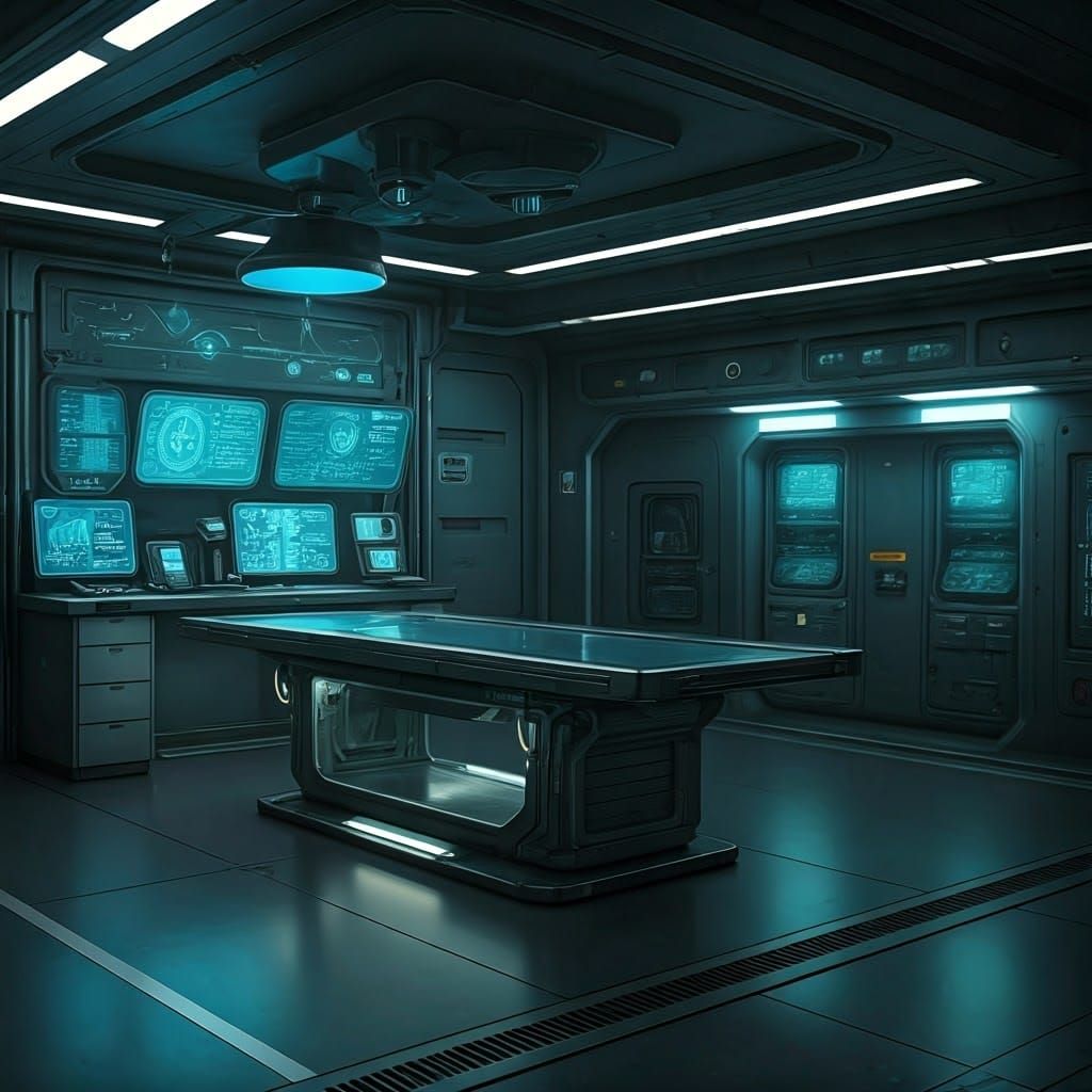 Futuristic Medical Bay with Holographic Displays