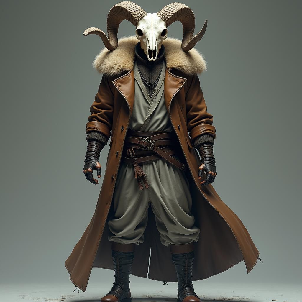 Ram Skull Warrior in Dark Fantasy Style