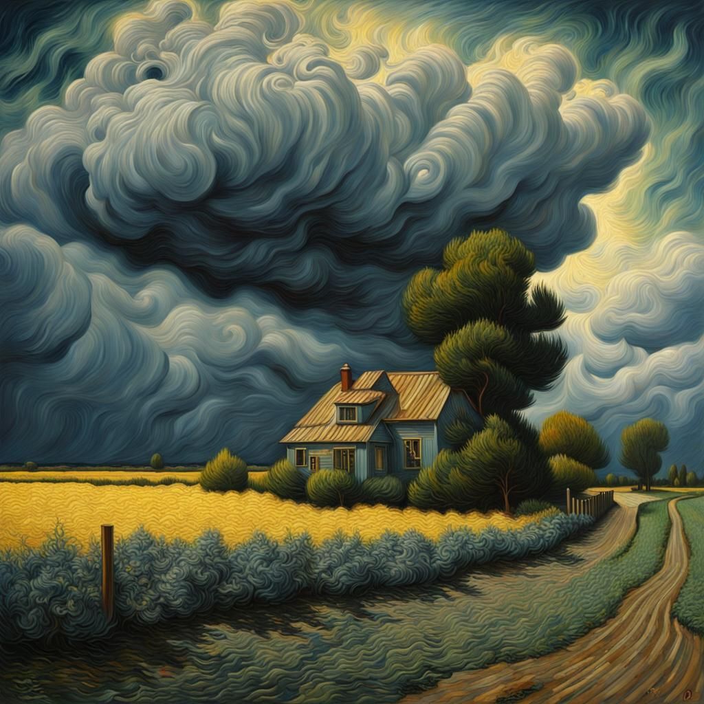 Storm Cloud Surrealism in Van Gogh Style
