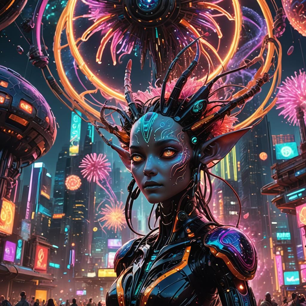 Hyperreal Neon Geneticists Building a Planet