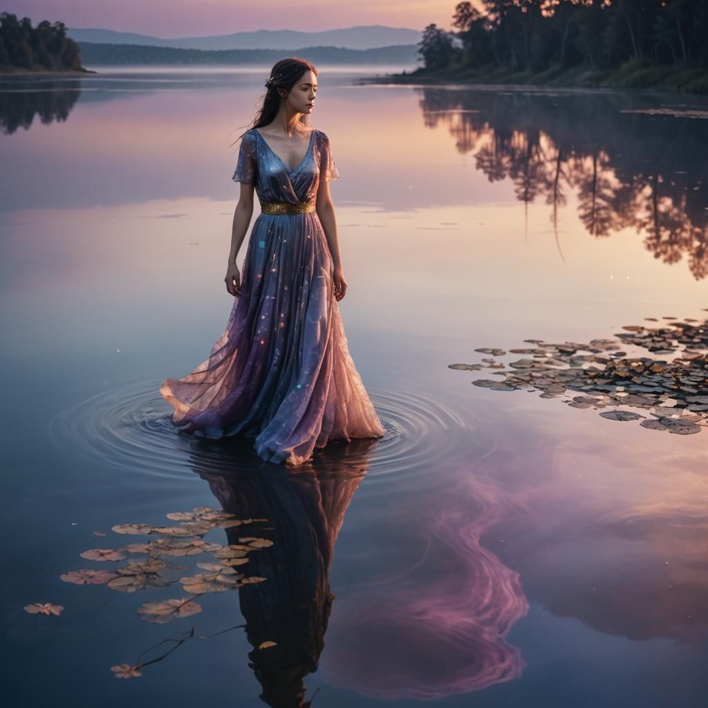 Ethereal Reflection of Woman at Dusk