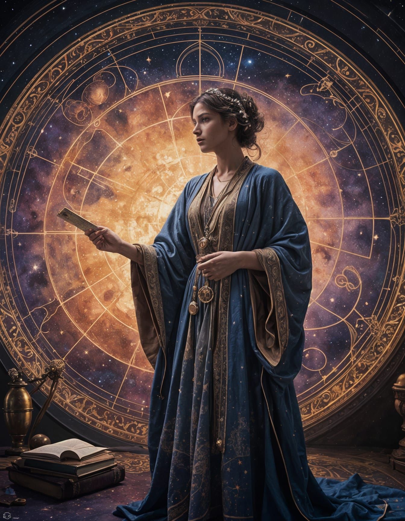 Celestial Cartographer Charts Galaxies in Art Nouveau Style