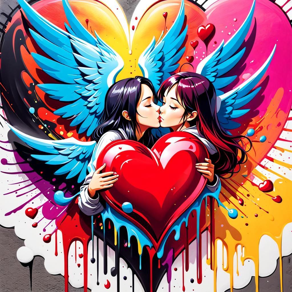 Heart with Wings in Graffiti Art Style