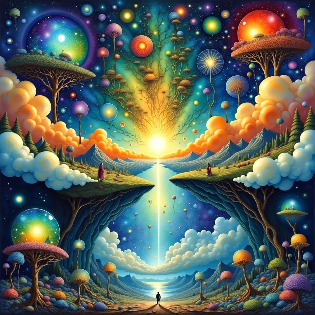 Surreal Reversed Gravity Landscape of Cloud Islands