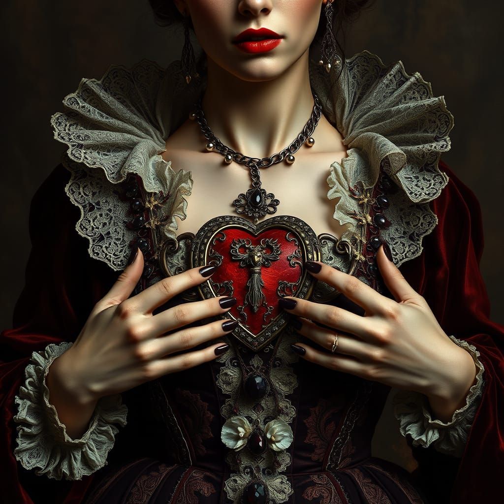 Vampire Woman Opens Her Heart in Baroque Style