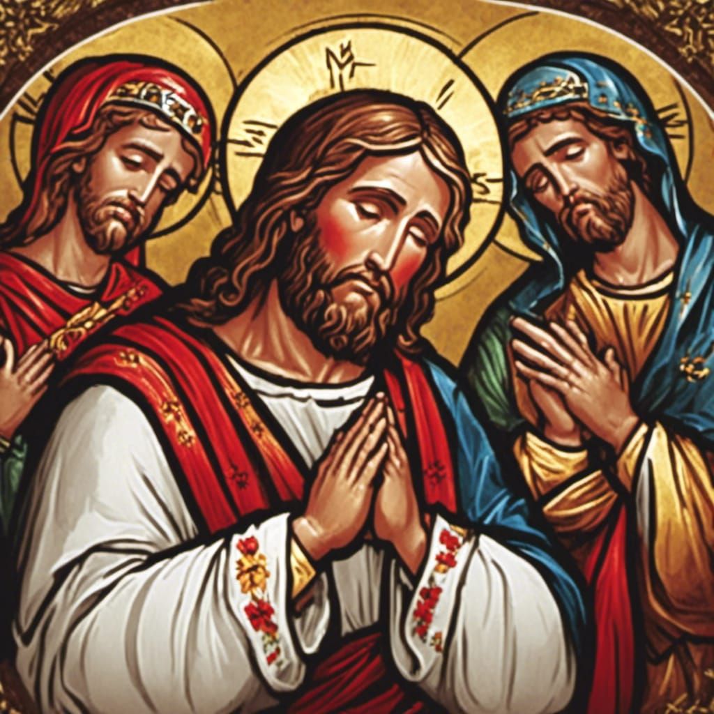 Jesus Crying and Praying in Cute Style