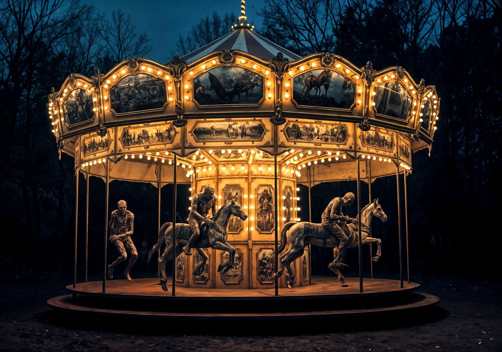 The Zombie Carousel: A Spine-Chilling Horror Photo