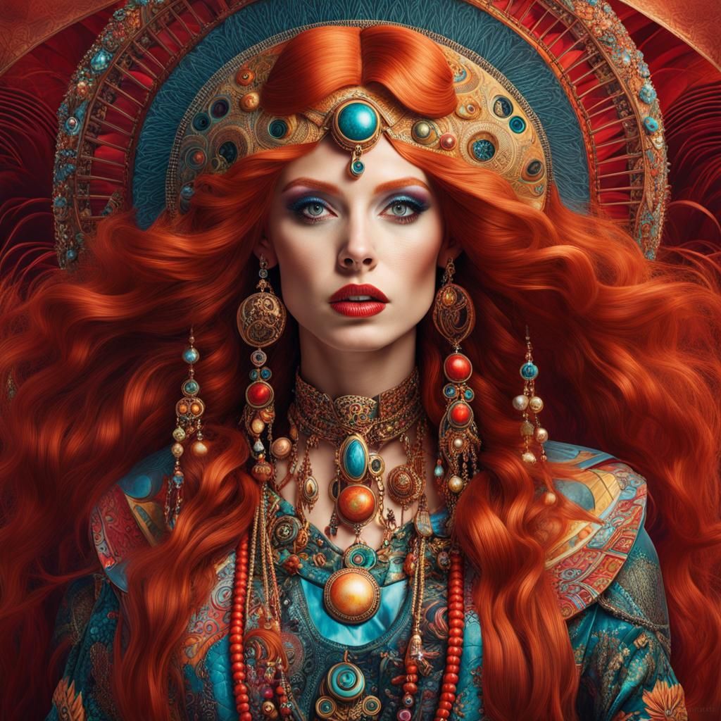 Surreal Portrait of a Woman with Red Hair