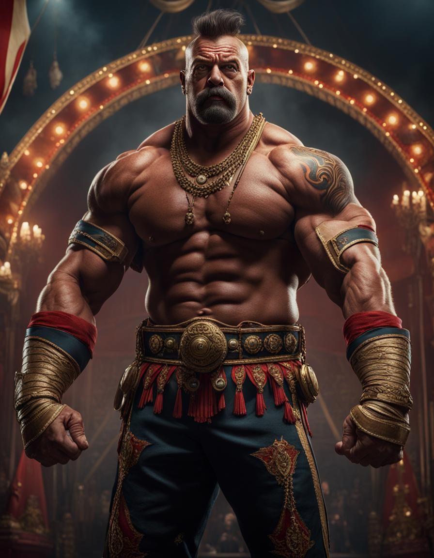 Circa 1900 Circus Strongman Matte Painting