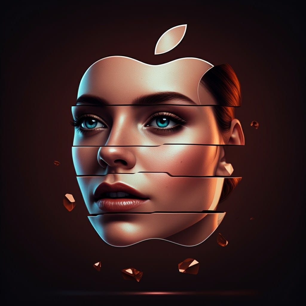 Abstract Apple Logo Woman in Digital Art Style