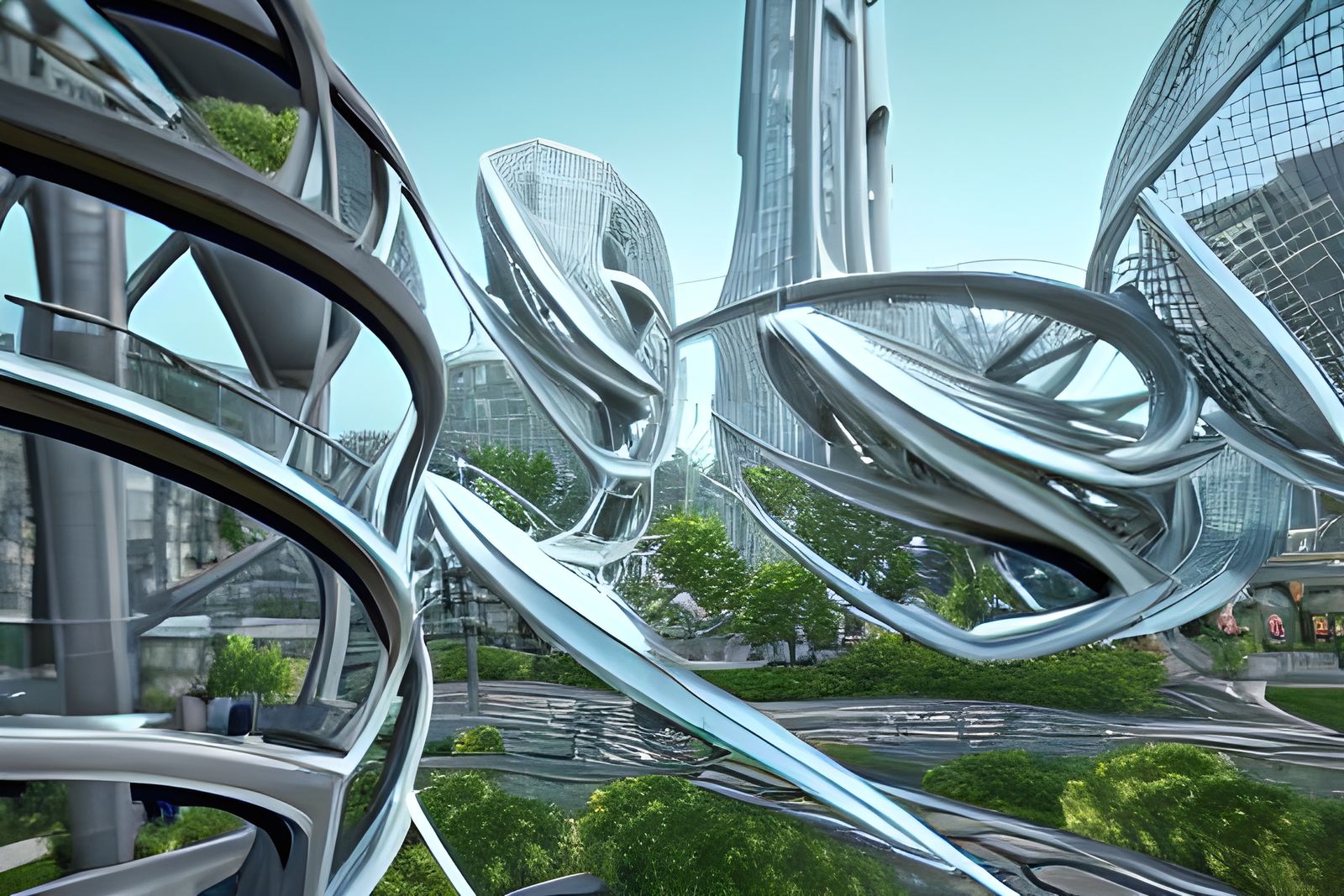 Futuristic Organic Cityscape Inspired by Escher and Picasso