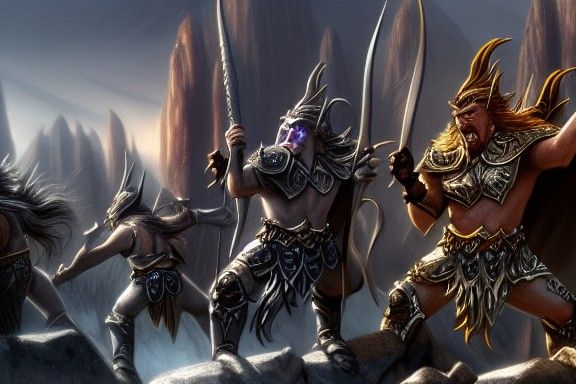 Fantasy Armies Clash in Sunlit Valley