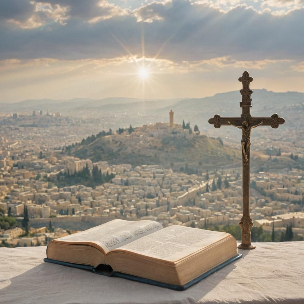 Heavenly Bible Scene with Jerusalem in Soft Focus