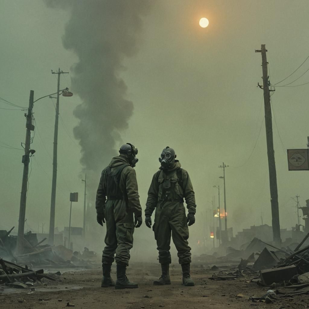 Post-Apocalyptic Figure in Toxic Wasteland: Moebius Style