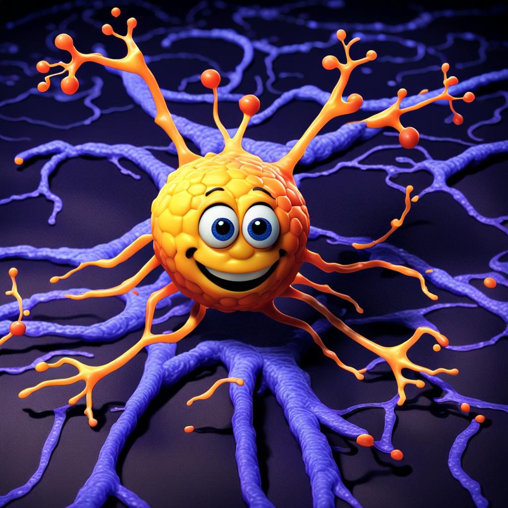 Pixar Neuron Character in Encaustic Style